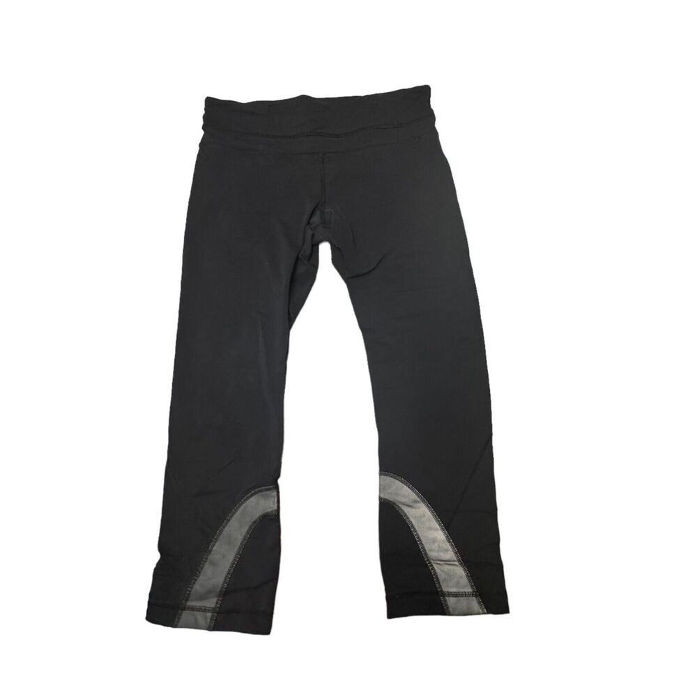 Lululemon Run Inspire Crop II Women's 6 Zip Pocket Black Gray Reflective Legging